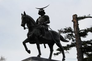 The monument of Date Masamune at the Aoba Mountain