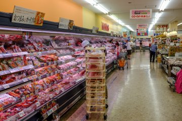 Huge range of pre-packaged meats often at discounted prices an hour before closing