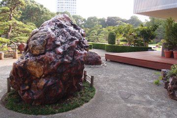 One of the rare red stones from Sado Island
