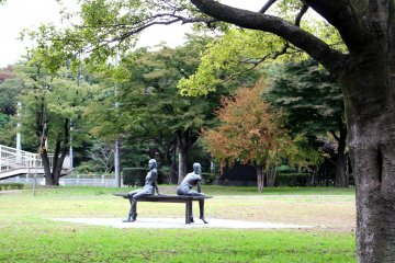 Nishi Park in Sendai is decorated with modern sculptures
