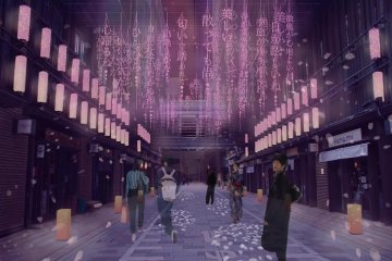 Nihonbashi Art Street (image). Word-themed installation of weeping cherry blossoms from March 16 to 31.