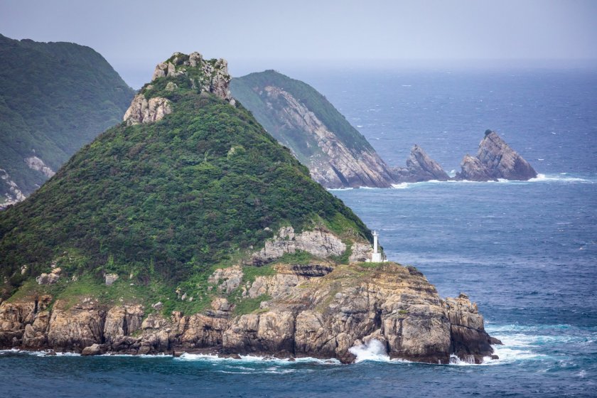 The craggy shorelines of Kamigoto: Yagatame Park with Totoro Rock and lighthouse