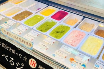 Some of the delicious gelato on offer at Sasuki Tea Shop
