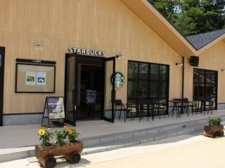 The village has a picturesque Starbucks. 