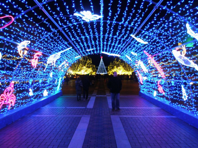The area outside the station is decorated with around 400,000 lights
