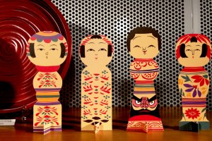 The Kokeshi Dolls are watching over you at the Hosomi Museum shop