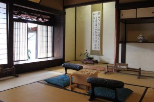 Shogi room inside Yoshida house. Note the carvings above the doors.