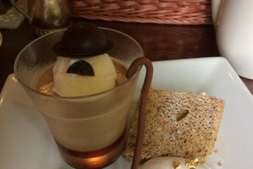 Dessert in honor of Charlie Chaplin, who once visited the Fujiya Hotel