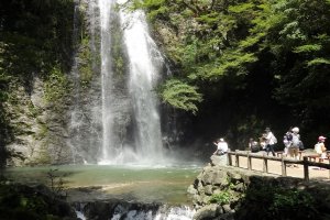 Relaxing near the waterfall at the Meiji-no-Mori Minoh Recreational Forest near Osaka