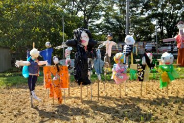 Scarecrows influenced by the gradual seepage of Halloween into Japanese popular culture