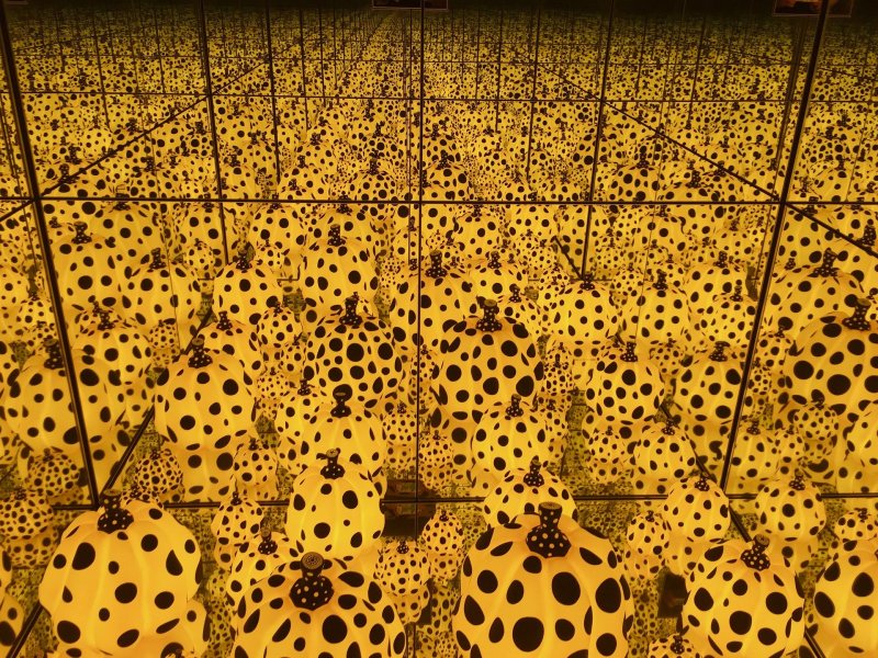 Yayoi Kusama is known for her range of monochromatic or two-color artworks