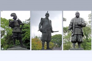 Left to right: Oda Nobunaga, Toyotomi Hideyoshi, Tokugawa Ieyasu