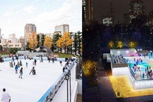 From day to night at the Tokyo Midtown ice skating rink