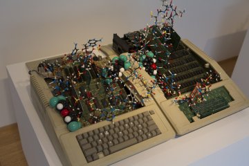 Obsolete computer equipment gains new life in this intriguing sculpture