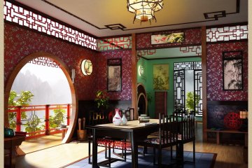 Китайский интерьер имеет богатый декор и цветовую палитру