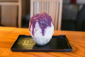 The vibrant Okinawan purple sweet potato kakigori