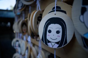 Ema can be decorated with your own self portrait at Inaba shrine, Gifu