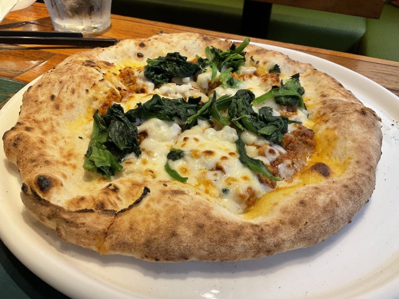Today's pizza, keema curry spinach pizza
