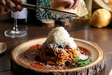 The Bolognese comes topped with a tower of Bella Lodi cheese