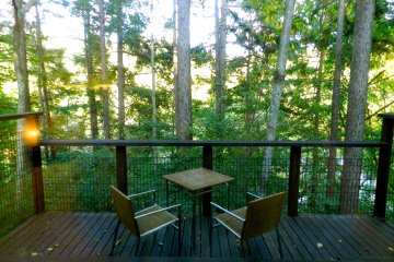 The private terrace overlooking the surrounding forest.