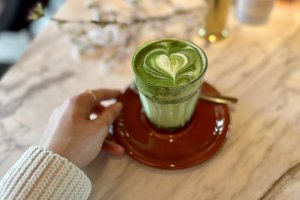Show your love for cherry blossoms with a matcha latte
