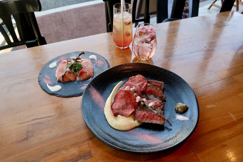 Cherry blossom-themed dishes and drinks