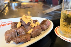 The Wagyu beef with garlic chips is designed to be shared in a small group