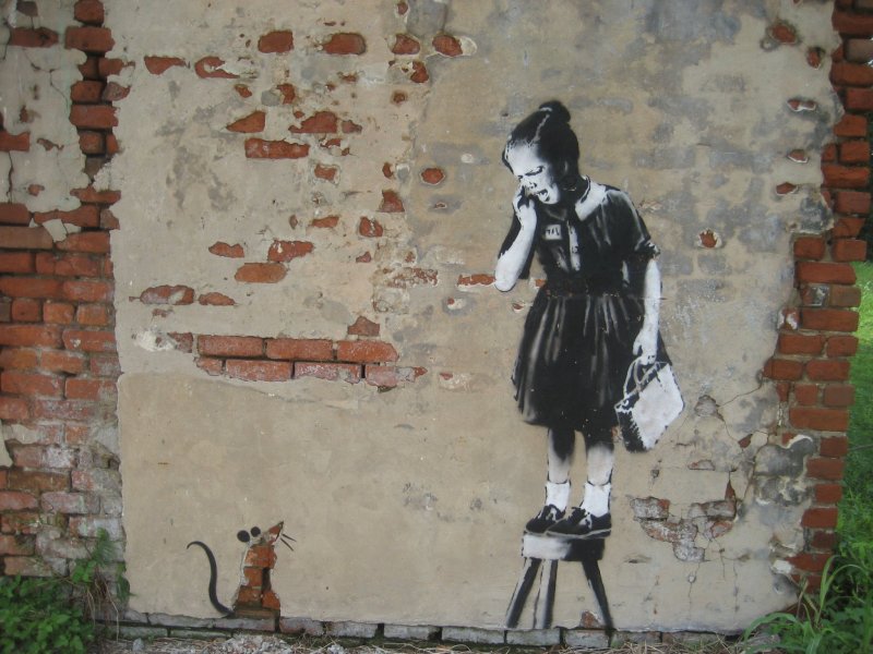 Banksy's "Rat Girl" art in New Orleans, USA
