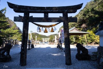 Watatsumi Shrine is famous for the five torii gates. The sight of the shrine is truly reminiscent of a dragon palace, and has long been associated with the legend of Ryugu-literally, "dragon palace" in Japanese.