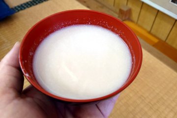 Very sweet amazake at the school (no/low alcohol)