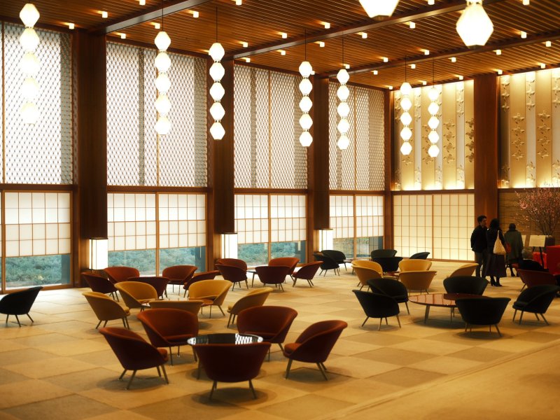 The Club Lounge has a plum blossom motif to the layout