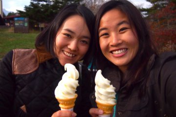 Enjoying the freshest ice cream on Sei-sen Ryo.