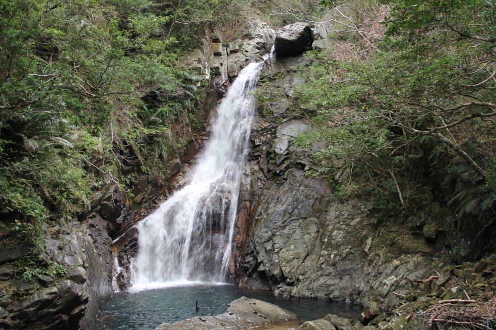 Hiji Falls as seen from the observation point at the end of a 1.5 kilometer hike from the nearby campground