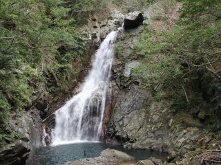 Hiji Falls as seen from the observation point at the end of a 1.5 kilometer hike from the nearby campground