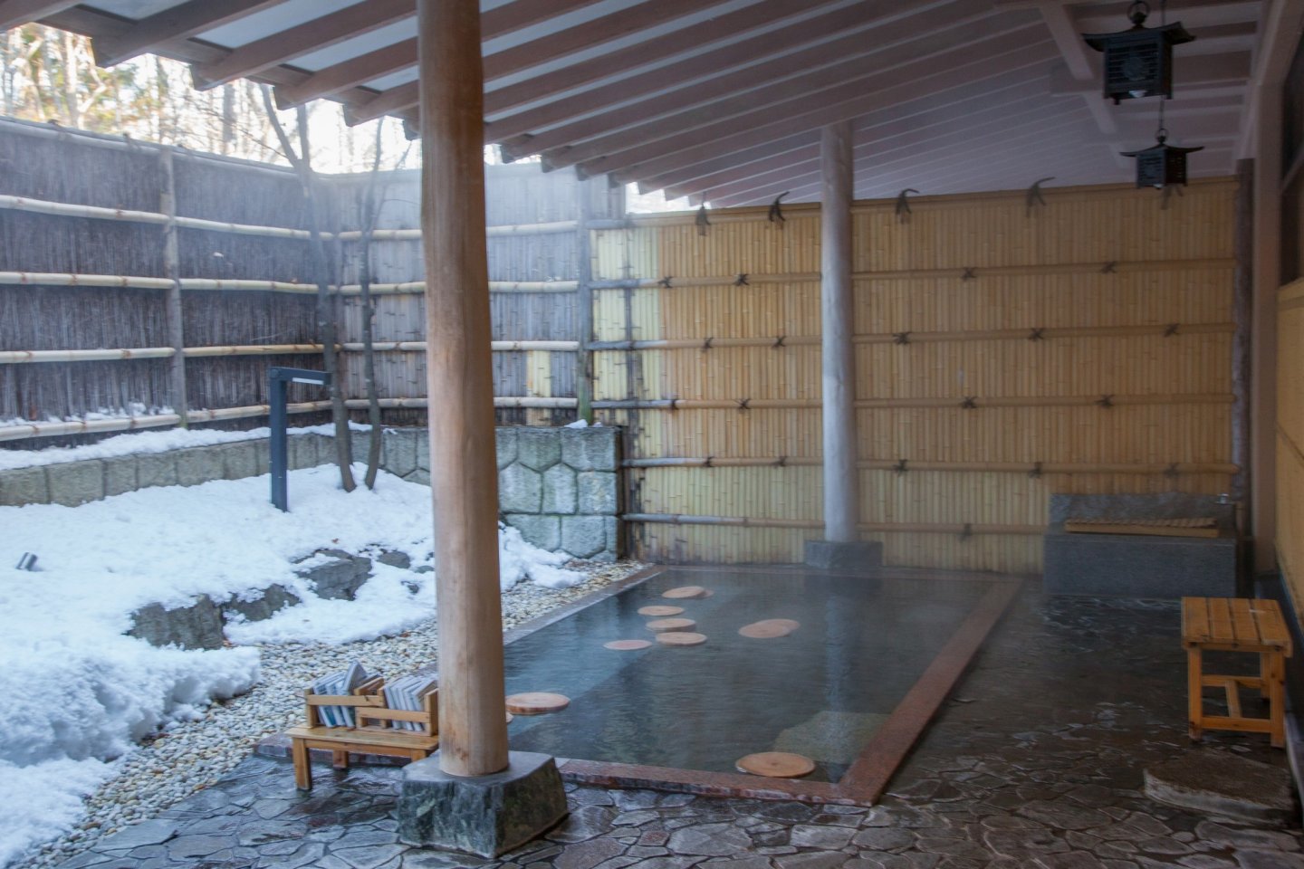 The baths in the morning – the smell of Cedar wood is so relaxing. 