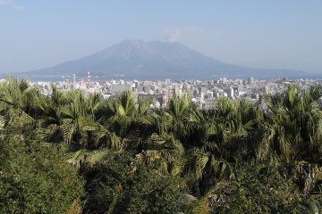 <p>The view across the city and bay to Sakurajima</p>