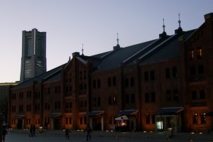 Aka Renga Soko at sunset, with the Landmark Tower looming in the background