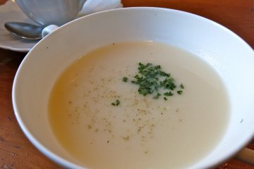 <p>Today&#39;s soup of the day&nbsp;was Daikon&nbsp;Pottage</p>